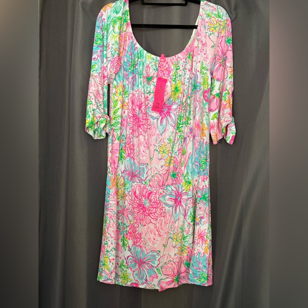 Lilly Pulitzer Lana off shoulder skort romper dress in paradise found NWT - Picture 2 of 7